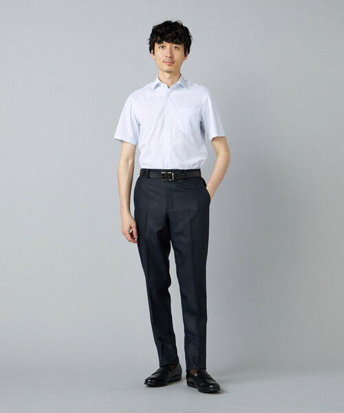 COMME CA MEN（コムサメン）の「【吸水速乾・防しわ・防汚】トリコットツイル 半袖ドレスシャツ（シャツ/ブラウス・メンズ・ホワイト/サックスブルー・M/L/S）」の6枚目の写真