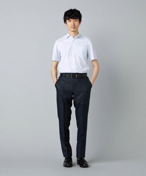 COMME CA MEN（コムサメン）の「【吸水速乾・防しわ・防汚】トリコットツイル 半袖ドレスシャツ（シャツ/ブラウス・メンズ・ホワイト/サックスブルー・M/L/S）」の7枚目の写真