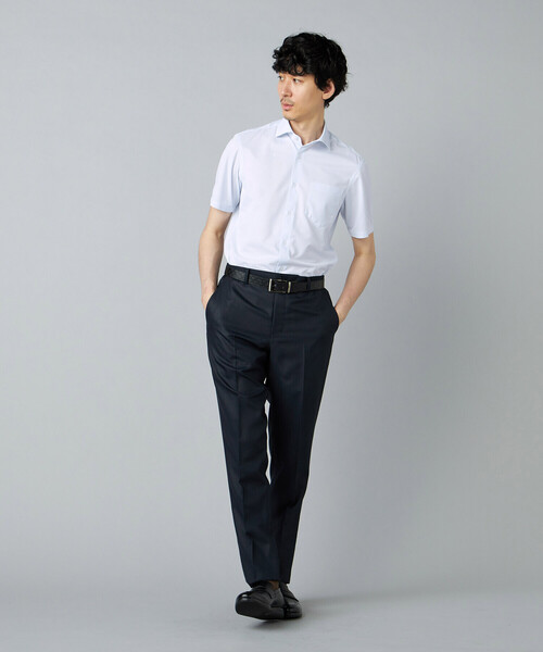 COMME CA MEN（コムサメン）の「【吸水速乾・防しわ・防汚】トリコットツイル 半袖ドレスシャツ（シャツ/ブラウス・メンズ・ホワイト/サックスブルー・M/L/S）」の8枚目の写真