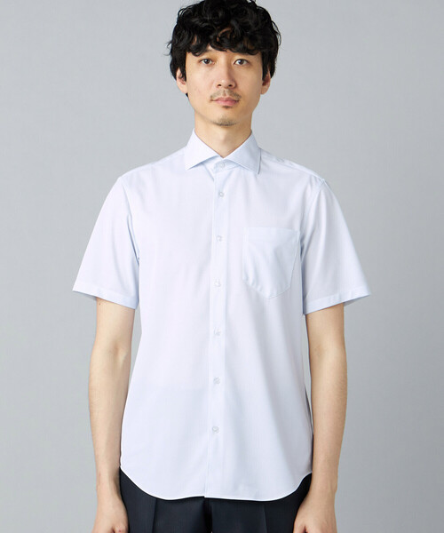 COMME CA MEN（コムサメン）の「【吸水速乾・防しわ・防汚】トリコットツイル 半袖ドレスシャツ（シャツ/ブラウス・メンズ・ホワイト/サックスブルー・M/L/S）」の10枚目の写真