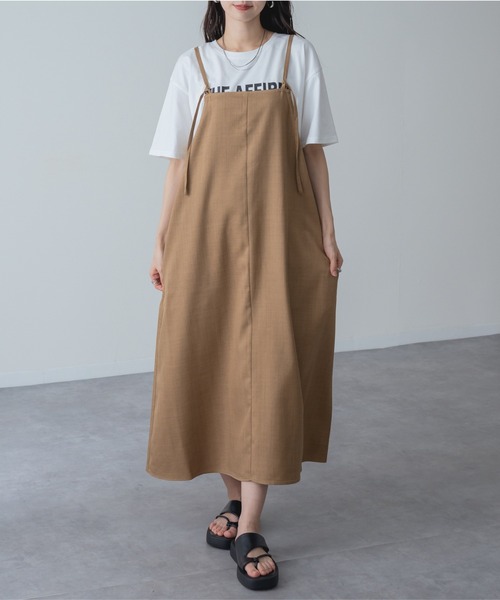 refinedworks(リファインドワークス)の「【refinedworks】縦 ライン を美しく魅せる 大人の キャミ ワンピース(ワンピース・レディース・ブラウン/チャコールグレー・FREE)」の2枚目の写真