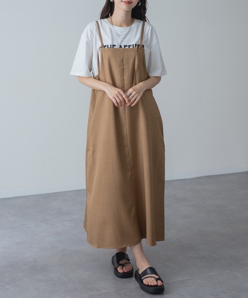 refinedworks(リファインドワークス)の「【refinedworks】縦 ライン を美しく魅せる 大人の キャミ ワンピース(ワンピース・レディース・ブラウン/チャコールグレー・FREE)」の7枚目の写真