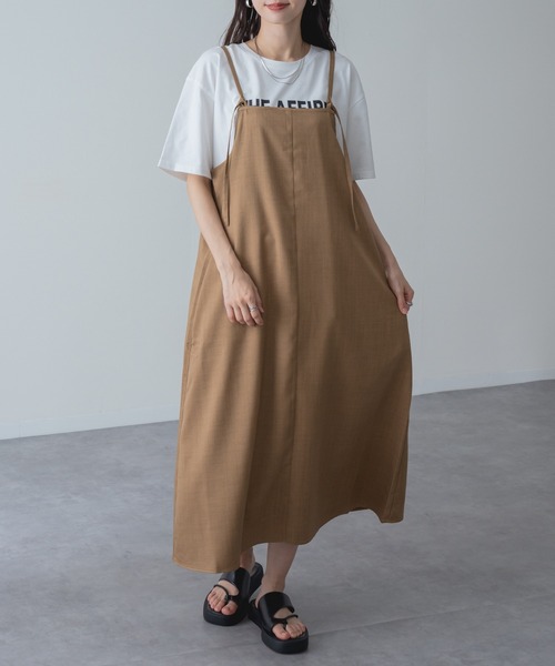 refinedworks(リファインドワークス)の「【refinedworks】縦 ライン を美しく魅せる 大人の キャミ ワンピース(ワンピース・レディース・ブラウン/チャコールグレー・FREE)」の10枚目の写真