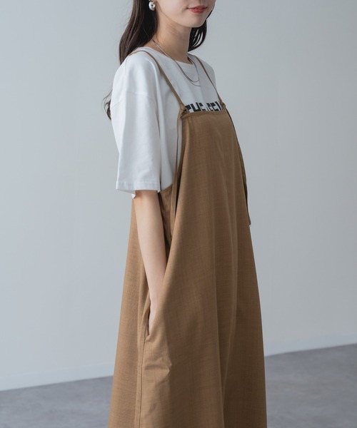 refinedworks(リファインドワークス)の「【refinedworks】縦 ライン を美しく魅せる 大人の キャミ ワンピース(ワンピース・レディース・ブラウン/チャコールグレー・FREE)」の9枚目の写真