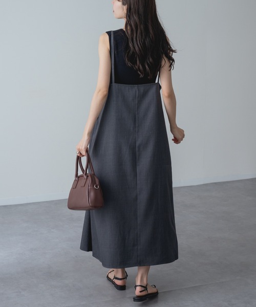 refinedworks(リファインドワークス)の「【refinedworks】縦 ライン を美しく魅せる 大人の キャミ ワンピース(ワンピース・レディース・ブラウン/チャコールグレー・FREE)」の14枚目の写真