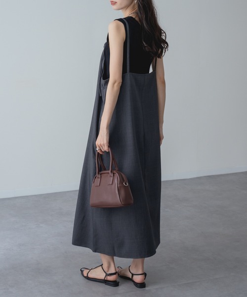 refinedworks(リファインドワークス)の「【refinedworks】縦 ライン を美しく魅せる 大人の キャミ ワンピース(ワンピース・レディース・ブラウン/チャコールグレー・FREE)」の15枚目の写真