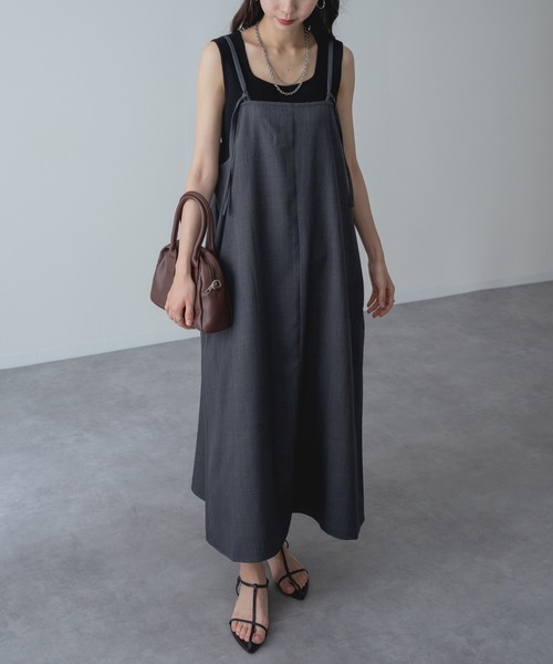 refinedworks(リファインドワークス)の「【refinedworks】縦 ライン を美しく魅せる 大人の キャミ ワンピース(ワンピース・レディース・ブラウン/チャコールグレー・FREE)」の17枚目の写真