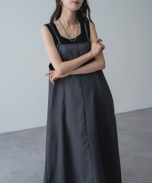 refinedworks(リファインドワークス)の「【refinedworks】縦 ライン を美しく魅せる 大人の キャミ ワンピース(ワンピース・レディース・ブラウン/チャコールグレー・FREE)」の4枚目の写真