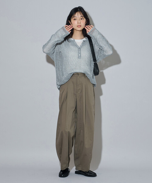 FREAK'S STORE（フリークスストア）の「メッシュ ヘンリー サマーニット/シアーニット（ニット/セーター・レディース・グレー/ベージュ/ブラック・ﾌﾘ-）」の14枚目の写真