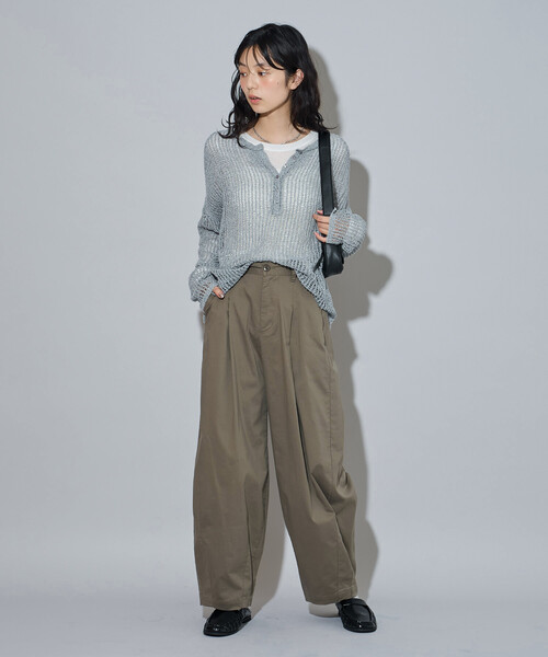 FREAK'S STORE（フリークスストア）の「メッシュ ヘンリー サマーニット/シアーニット（ニット/セーター・レディース・グレー/ベージュ/ブラック・ﾌﾘ-）」の15枚目の写真