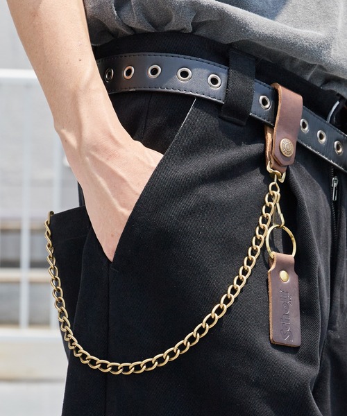 schott（ショット）の「Schott/ショット WALLET CHAIN ウォレットチェーン 本革 牛革 レザー アンティーク ビンテージ ヴィンテージ プレゼント ギフト メンズ 2026年 夏 夏服（ウォレットチェーン・メンズ・ブラック/ブラウン・FREE）」の2枚目の写真