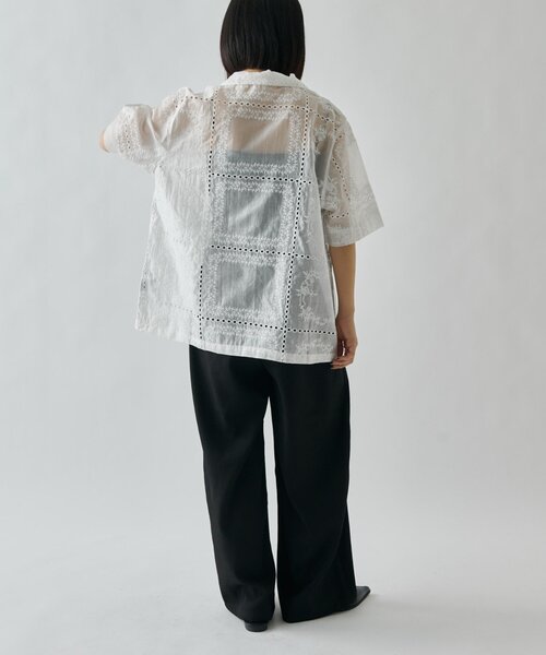 goocy(グーシー)の「パッチワーク刺繍シャツジャケット(シャツ/ブラウス・レディース・ホワイト/ブラウン/ブラック・FREE)」の6枚目の写真