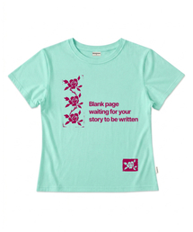 スタンプローズプリントスリムフィット半袖Tシャツミント
