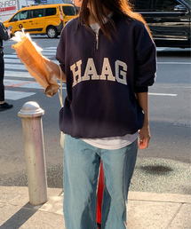 a haag half zip-up (navy)