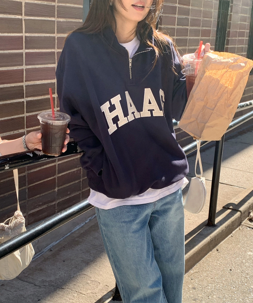 haag（ヘイグ）の「a haag half zip-up (navy)（スウェット・レディース・その他・FREE）」の2枚目の写真