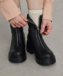 【S-LLサイズ展開・ふかふかクッション】厚底センタージップショートブーツ JB4087