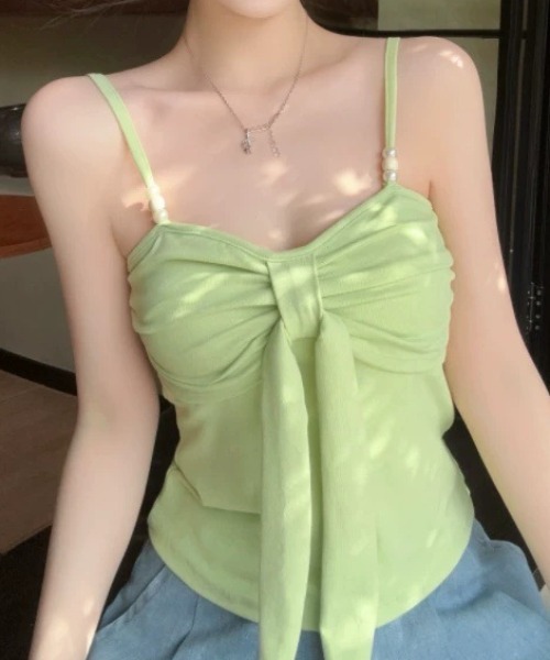 Vipoa（ヴィポア）の「リボンモチーフキャミソール（Tシャツ/カットソー・レディース・ブルー/ホワイト/グリーン/ピンク/ブラック・FREE）」の19枚目の写真