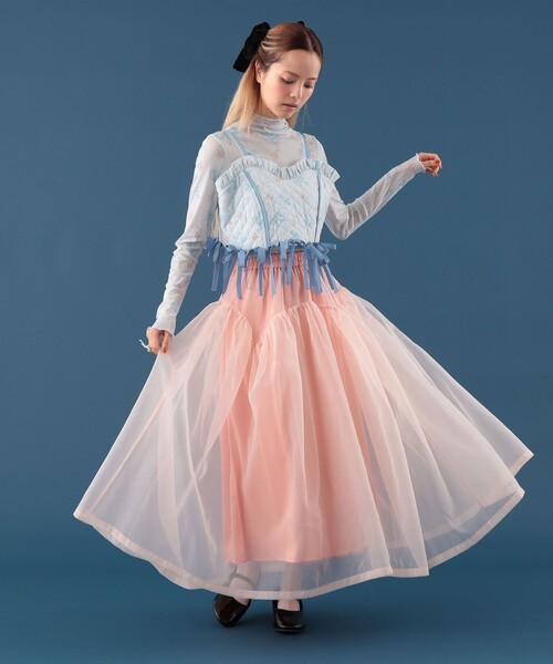 CAROLINA GLASER(カロリナ グレイサー)の「オーガンジー スカート(スカート・レディース・ピンク/サックスブルー・MEDIUM/SMALL)」の6枚目の写真