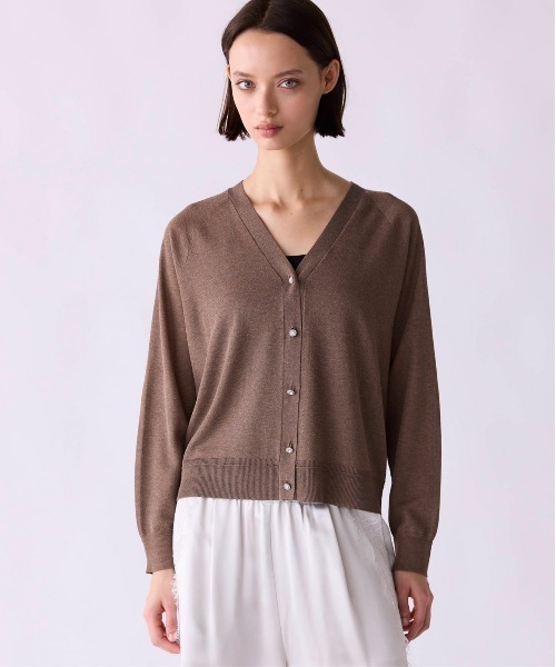 Marilyn Moon(マリリンムーン)の「16G lame knit raglan cardigan(カーディガン/ボレロ・レディース・ダークグレー・FREE)」の2枚目の写真