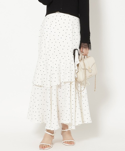 WILLSELECTION（ウィルセレクション）の「スリットデザインラッフルフリルスカート（スカート・レディース・ブラック系その他/ホワイト系その他・FREE）」の2枚目の写真