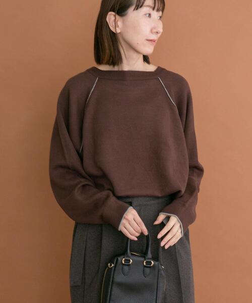ITEMS URBANRESEARCH(アイテムズ アーバンリサーチ)の「ラグランスリーブリバーシブルニット(ニット/セーター・レディース・ピンク系その他/ブラウン系その他/ブルー系その他・FREE)」の5枚目の写真