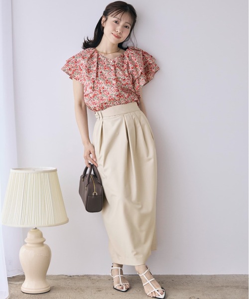 COHINA(コヒナ)の「【COHINA MADE WITH LIBERTY FABRIC】ラッフルスリーブブラウス 【低身長・小柄女性】(シャツ/ブラウス・レディース・ブルー/レッド・ONE SIZE)」の6枚目の写真