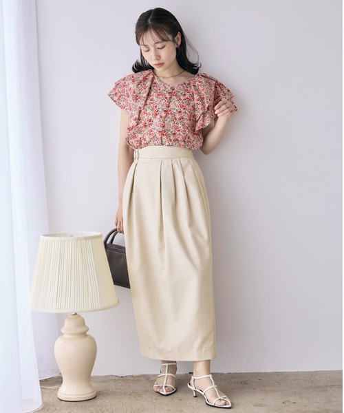 COHINA(コヒナ)の「【COHINA MADE WITH LIBERTY FABRIC】ラッフルスリーブブラウス 【低身長・小柄女性】(シャツ/ブラウス・レディース・ブルー/レッド・ONE SIZE)」の7枚目の写真