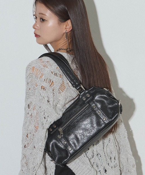 セール】スタッズZIPミニボストンバッグ（ショルダーバッグ）｜PAGEBOY