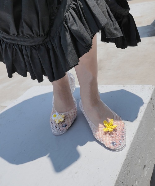 アクセサリーパーツ付き＞クリアジェリーシューズ（パンプス