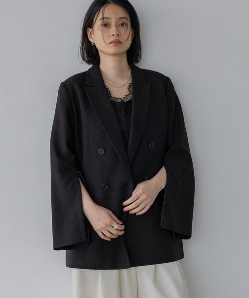 A part by(アパートバイ)の「ウールライクジャケット(テーラードジャケット・レディース・ブラック/ベージュ/ブラウン・MEDIUM/SMALL)」の2枚目の写真