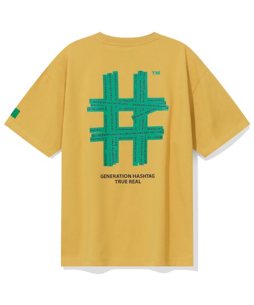 BEENTRILL(ビントリル)の「グリーンテーピングハッシュタグオーバーサイズ半袖Tシャツ(マスタード)(Tシャツ/カットソー・レディース・その他・SMALL/MEDIUM/X-LARGE)」の2枚目の写真