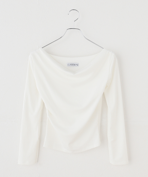 JOURNAL STANDARD(ジャーナルスタンダード)の「【COMME SI STUDIO/コムシスタジオ】 2WAY Basic Top(Tシャツ/カットソー・レディース・ブラック/アイボリー・FREE)」の2枚目の写真