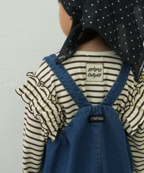 pairmanon(ペアマノン)の「【90-150cm】 ワッフル 袖フリルボーダーロンT(Tシャツ/カットソー・キッズ・ブラウン/ピンク/ミント/アイボリー/グリーン/ブラック・100/130/120/110/90/150/140)」の3枚目の写真