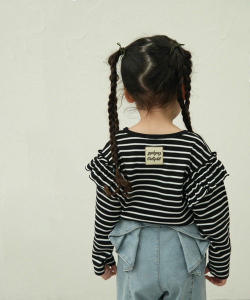 pairmanon(ペアマノン)の「【90-150cm】 ワッフル 袖フリルボーダーロンT(Tシャツ/カットソー・キッズ・ブラウン/ピンク/ミント/アイボリー/グリーン/ブラック・100/130/120/110/90/150/140)」の13枚目の写真