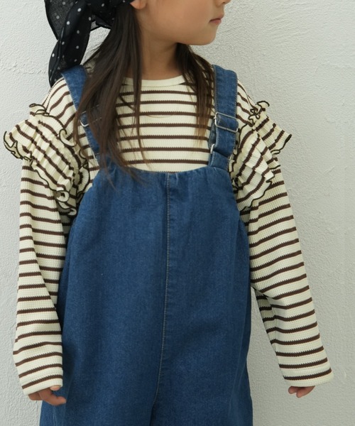 pairmanon(ペアマノン)の「【90-150cm】 ワッフル 袖フリルボーダーロンT(Tシャツ/カットソー・キッズ・ブラウン/ピンク/ミント/アイボリー/グリーン/ブラック・100/130/120/110/90/150/140)」の17枚目の写真