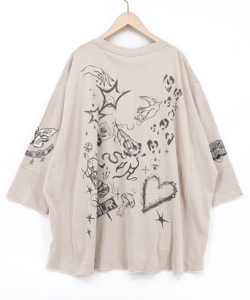 ScoLar（スカラー）の「163625：スケッチ柄 ドルマンプルオーバー（Tシャツ/カットソー・レディース・チャコールグレー/オフホワイト/グレー・M）」の14枚目の写真