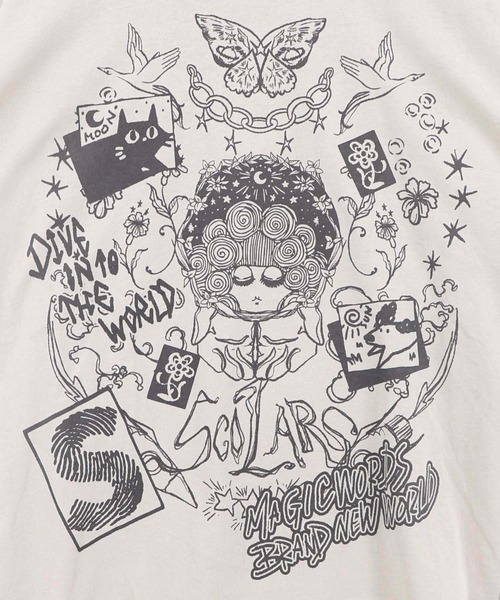 ScoLar（スカラー）の「163625：スケッチ柄 ドルマンプルオーバー（Tシャツ/カットソー・レディース・チャコールグレー/オフホワイト/グレー・M）」の15枚目の写真