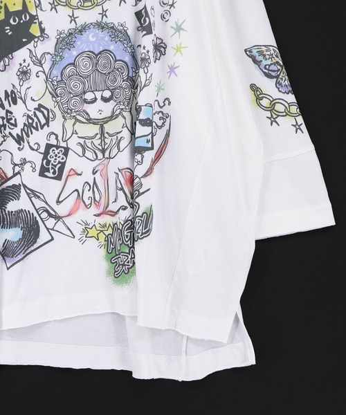 ScoLar（スカラー）の「163625：スケッチ柄 ドルマンプルオーバー（Tシャツ/カットソー・レディース・チャコールグレー/オフホワイト/グレー・M）」の18枚目の写真