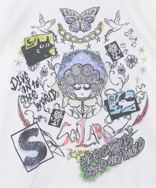 ScoLar（スカラー）の「163625：スケッチ柄 ドルマンプルオーバー（Tシャツ/カットソー・レディース・チャコールグレー/オフホワイト/グレー・M）」の10枚目の写真