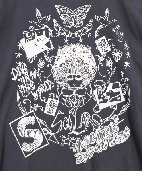 ScoLar（スカラー）の「163625：スケッチ柄 ドルマンプルオーバー（Tシャツ/カットソー・レディース・チャコールグレー/オフホワイト/グレー・M）」の12枚目の写真