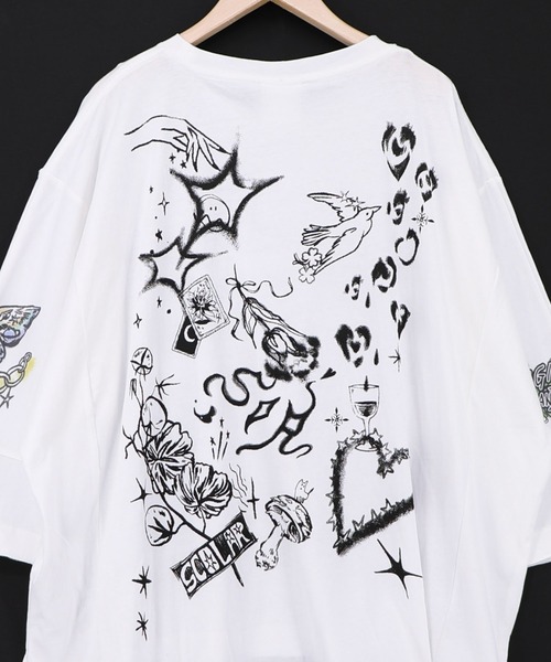ScoLar（スカラー）の「163625：スケッチ柄 ドルマンプルオーバー（Tシャツ/カットソー・レディース・チャコールグレー/オフホワイト/グレー・M）」の22枚目の写真