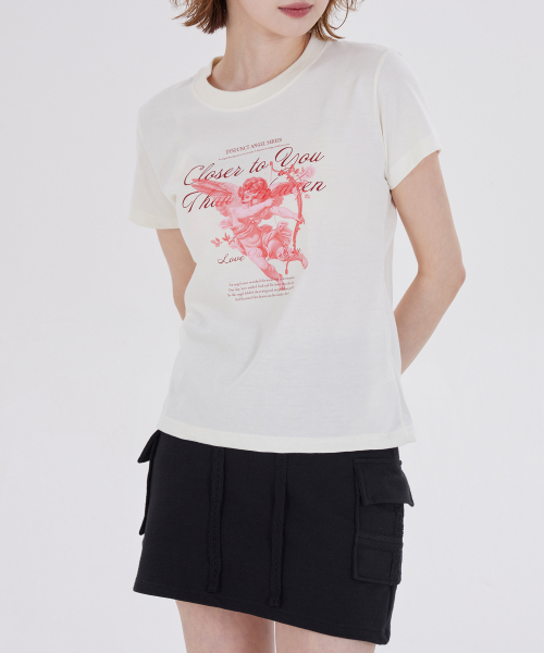 DYSFUNCT（ディスファンクト）の「BOW ANGEL SLIM FIT T-SHIRT(IVORY)（Tシャツ/カットソー・レディース・その他・SMALL/MEDIUM）」の3枚目の写真