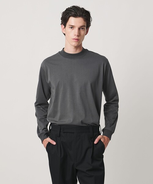 UNITED ARROWS(ユナイテッドアローズ)の「ALBINI オーガニックコットン モックネック ロングスリーブ Tシャツ 抗菌防臭(Tシャツ/カットソー・メンズ・オフホワイト/ダークグレー/ワイン・M/S/XL/L)」の3枚目の写真