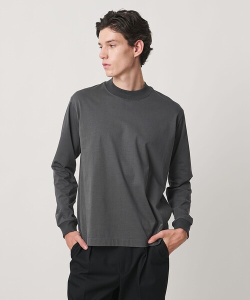 UNITED ARROWS(ユナイテッドアローズ)の「ALBINI オーガニックコットン モックネック ロングスリーブ Tシャツ 抗菌防臭(Tシャツ/カットソー・メンズ・オフホワイト/ダークグレー/ワイン・M/S/XL/L)」の4枚目の写真