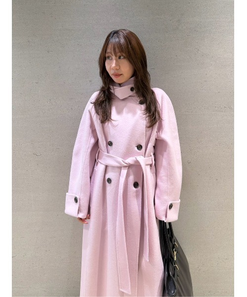 LILY BROWN(リリーブラウン)の「スタンドカラーロングリバーコート(トレンチコート・レディース・ダークネイビー/アイボリー/ピンク・0/1)」の15枚目の写真