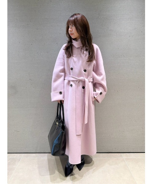 LILY BROWN(リリーブラウン)の「スタンドカラーロングリバーコート(トレンチコート・レディース・ダークネイビー/アイボリー/ピンク・0/1)」の11枚目の写真