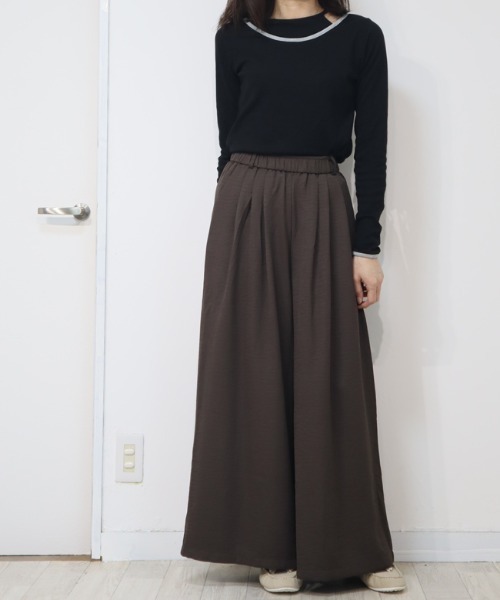 DISKEEN SURE(ディスキーンシュアー)の「スカート級の贅沢フレア!スカーチョ見えワイドパンツ(その他パンツ・レディース・ホワイト/ブラック/ネイビー/ブラウン・FREE)」の10枚目の写真