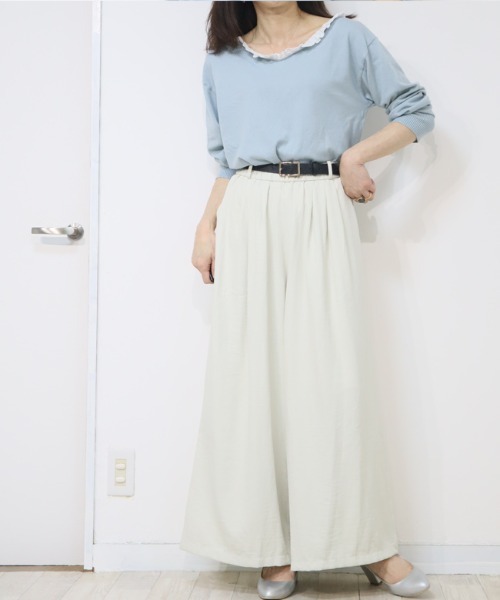 DISKEEN SURE(ディスキーンシュアー)の「スカート級の贅沢フレア!スカーチョ見えワイドパンツ(その他パンツ・レディース・ホワイト/ブラック/ネイビー/ブラウン・FREE)」の13枚目の写真