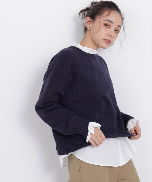 N.(N. Natural Beauty Basic)(エヌエヌナチュラルビューティーベーシック)の「クルーネックニット(ニット/セーター・レディース・ネイビー/レッド/ピンク・FREE)」の2枚目の写真