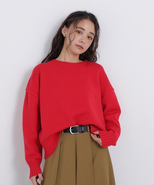 N.(N. Natural Beauty Basic)(エヌエヌナチュラルビューティーベーシック)の「クルーネックニット(ニット/セーター・レディース・ネイビー/レッド/ピンク・FREE)」の3枚目の写真